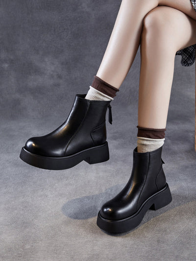 Women Casual Genuine Leather Platform Boots
