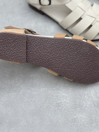 Women Summer Genuine Leather Soft Low Heel Sandals