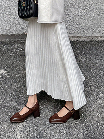 Shallow Cut Split-Joint Square-Toe Mary Janes Pumps