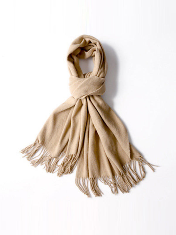 Keep Warm Solid Color Tasseled Shawl&Scarf