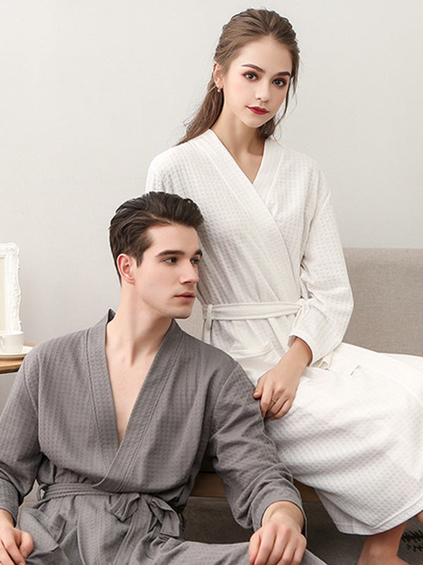 Comfortable Solid Bandage Thin Pajama Robe