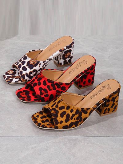 Leopard Open Toe Pumps Sandals Slippers