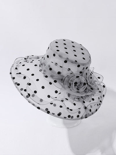 Flower Shape Gauze Polka Dot See-Through Split-Joint Sun Hat