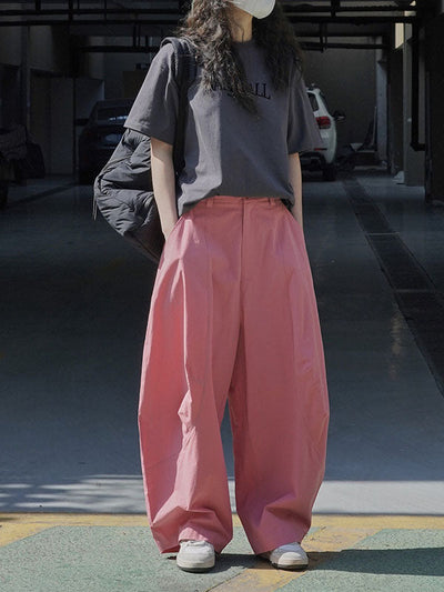 Loose Wide Leg Solid Color Split-Joint Casual Pants Bottoms Trousers