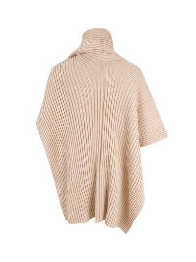 Loose Asymmetric Solid Color Split-Joint High Neck Sweater Tops