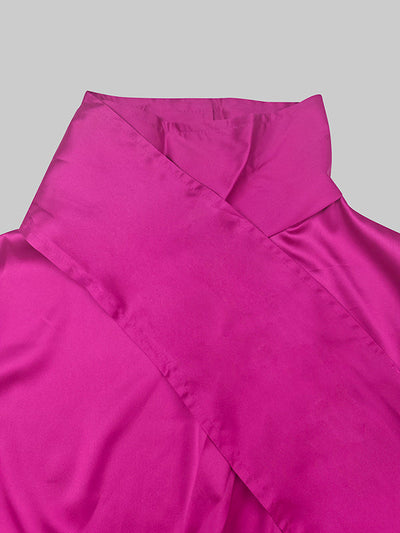 Batwing Sleeves Loose Solid Color Split-Joint Tasseled High Neck Evening Dresses Maxi Dresses