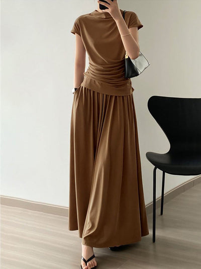 High Waisted Loose Solid Color Long Skirts Skirts Bottoms