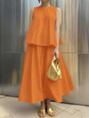 A-Line Loose Pleated Pockets Solid Color Skirts Bottoms