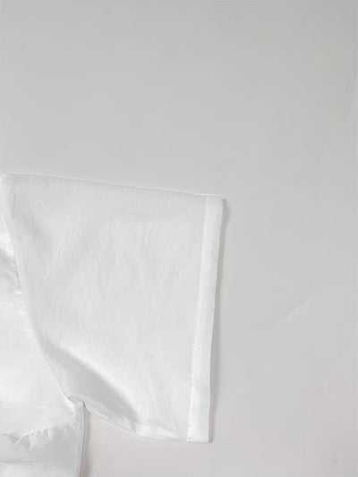 Half Sleeves High Waisted Pleated See-Through Solid Color Lapel Midi Dresses Shirt Dress