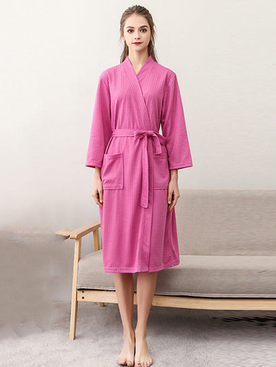 Comfortable Solid Bandage Thin Pajama Robe