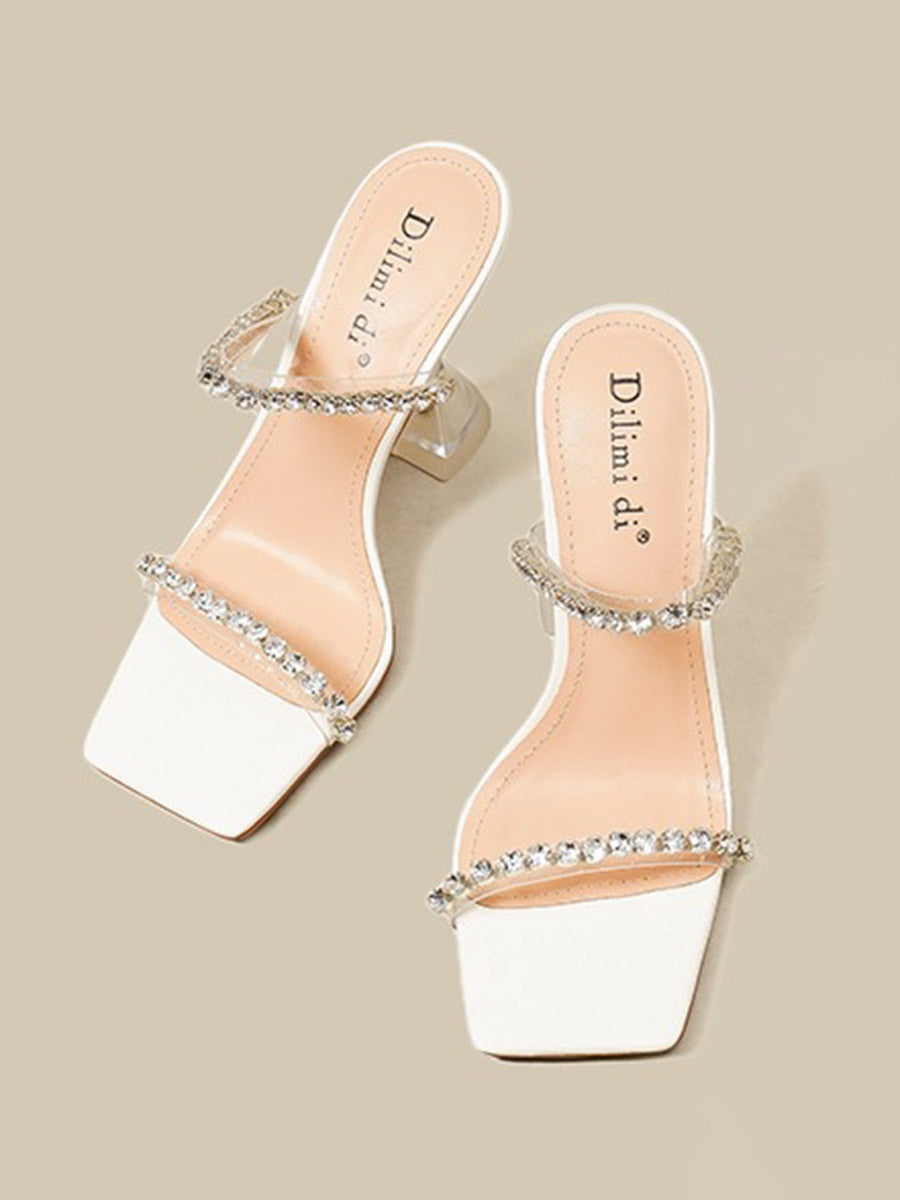 Peep Toe Rhine Stones Shiny Transparent Pumps Sandals