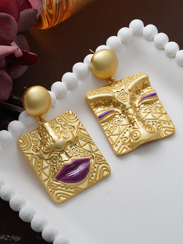 Asymmetric Embossed Earrings Accessories
