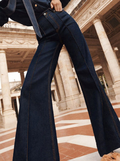 Flared High Waisted Split-Joint Jean Pants Bottoms