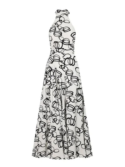 High Waisted Loose Contrast Color No Belt Tied Halter-Neck Jumpsuits