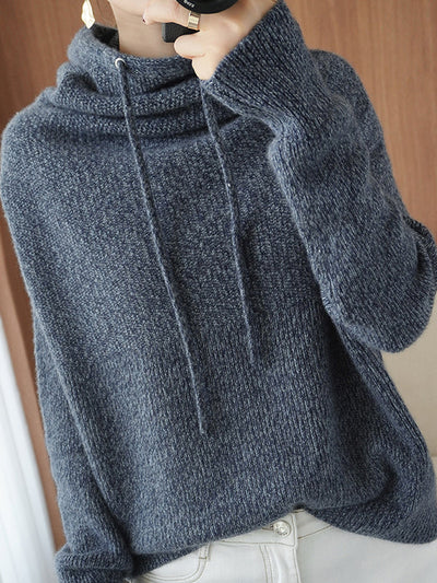 Casual Loose 3 Colors Hooded Long Sleeves Sweater Top