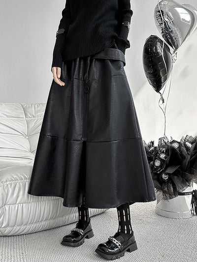 A-Line Hipster Solid Color Split-Joint Zipper Skirts Bottoms