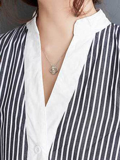 Cap Sleeve Loose Buttoned Striped Lapel Maxi Dresses Shirt Dress