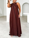A-Line Loose Split-Joint Round-Neck Maxi Dresses
