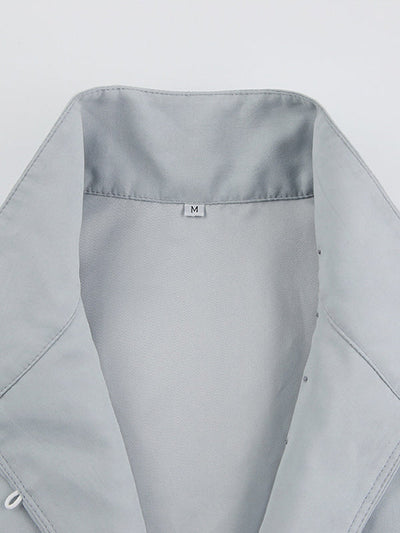 Long Sleeves Loose Solid Color Split-Joint High-Neck Blouses