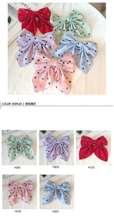 korean fabric retro bow hairpin sweet color wave dot clip hairpin