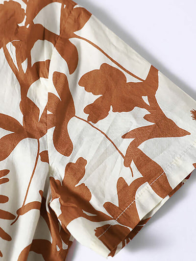 Plus Size Cotton O-neck Floral Dress