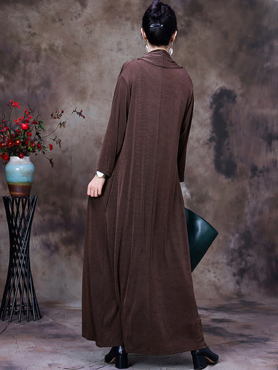 Plus Size V Neck Vintage Women Retro Maxi Dress