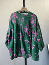 Plus Size Summer Vintage Flower Button Drawstring Ramie Shirt