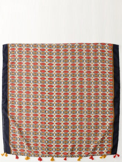 Women Ethnic Print Tassel Shawl Scarf