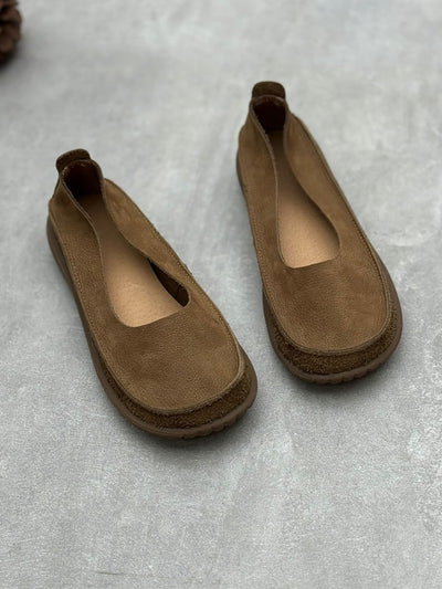 Women Summer Vintage Genuine Leather Low Heel Shoes
