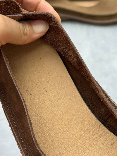 Women Summer Vintage Genuine Leather Low Heel Shoes