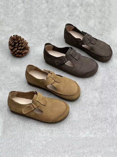 Women Summer Vintage Leather Flat Shoes