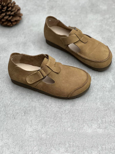 Women Summer Vintage Leather Flat Shoes