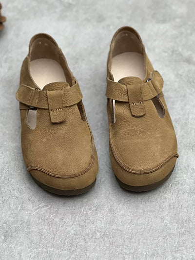 Women Summer Vintage Leather Flat Shoes