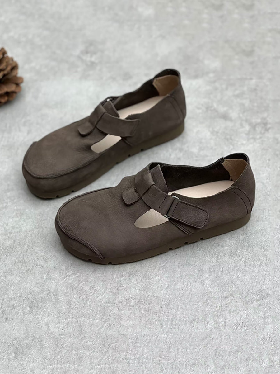 Women Summer Vintage Leather Flat Shoes