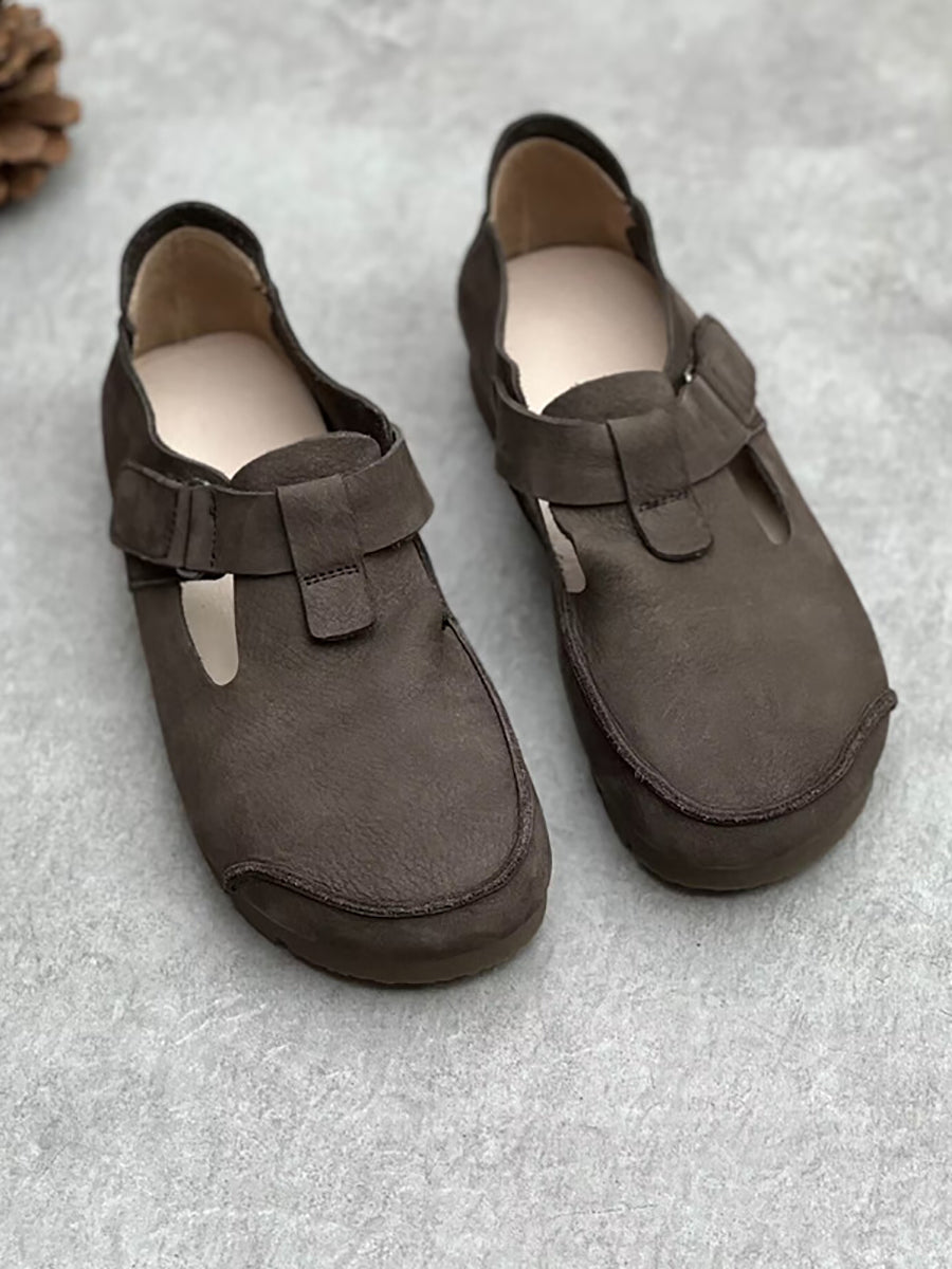 Women Summer Vintage Leather Flat Shoes