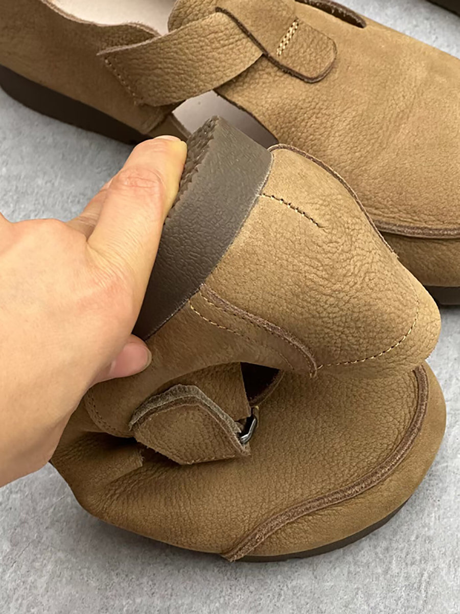 Women Summer Vintage Leather Flat Shoes