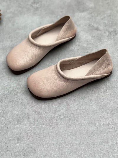 Women Casual Summer Solid Soft Leather Flat Shoes