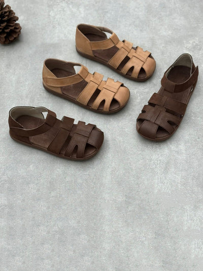 Women Summer Vintage Summer Leather Spliced Sandals