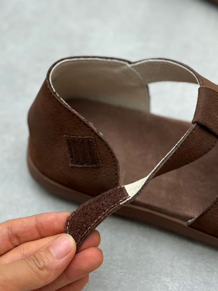 Women Summer Vintage Summer Leather Spliced Sandals