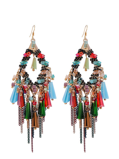 Bohemia Women S925Silver Tassel Pandent Earrings