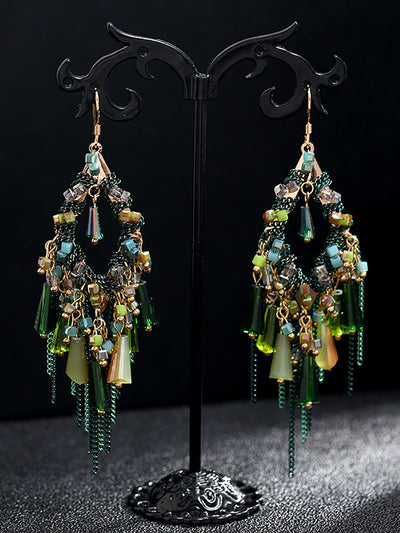 Bohemia Women S925Silver Tassel Pandent Earrings