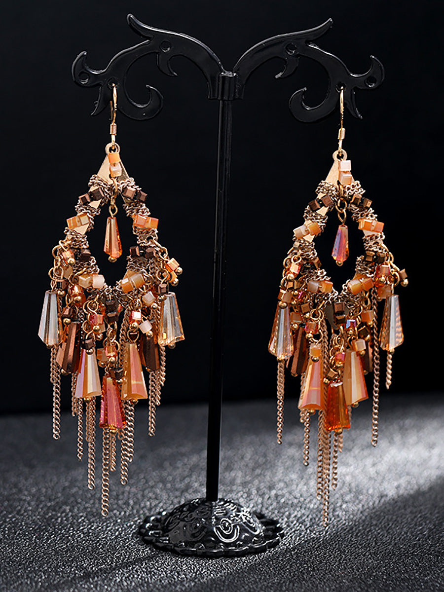 Bohemia Women S925Silver Tassel Pandent Earrings