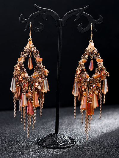 Bohemia Women S925Silver Tassel Pandent Earrings