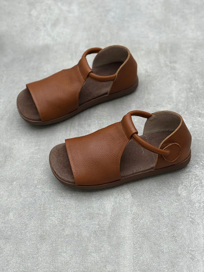 Women Summer Soft Genuine Leather Flat Sandals