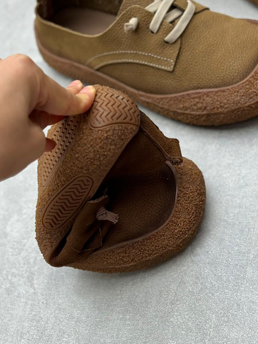 Women Vintage Leather Strap Low-cut Flat Shoes