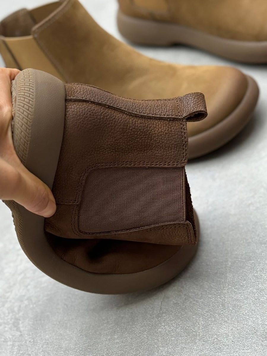 Women Casual Genuine Leather Flat Chelsea Boots