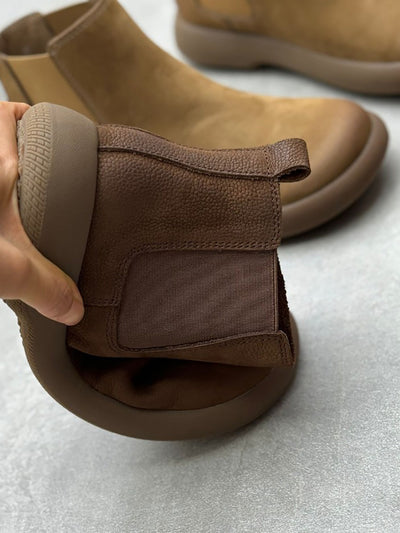 Women Casual Genuine Leather Flat Chelsea Boots