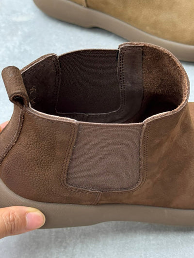 Women Casual Genuine Leather Flat Chelsea Boots