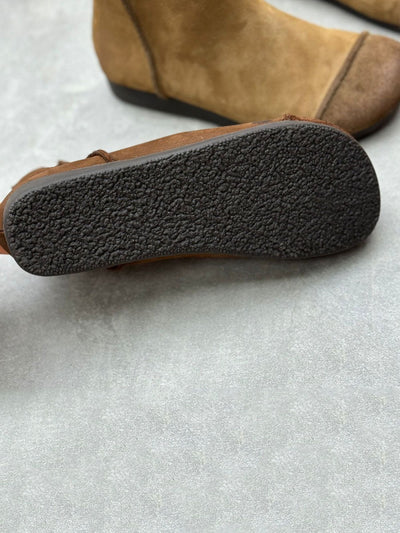 Women Autumn Vintage Leather Spliced Zipper Boots