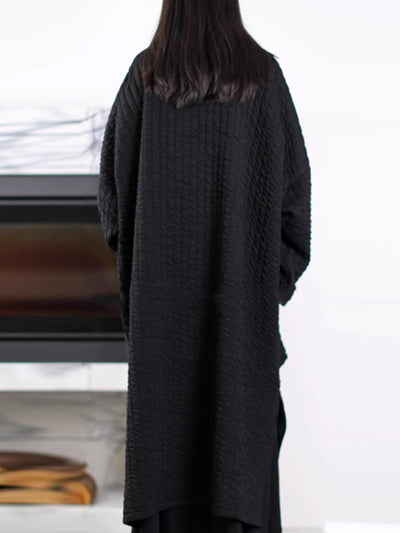 Women Autumn Pure Color V-Neck Padded Long Coat